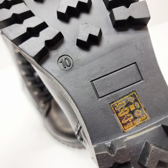 Black Combat Style Ankle Boots  Women Size 10 Lace-Up & Zipper Closure - Picture 2 of 12